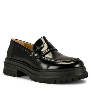 Tony Bianco Chunky Women's Loafers 9 Oxford Shoe Casual Patent Leather Black Wiz